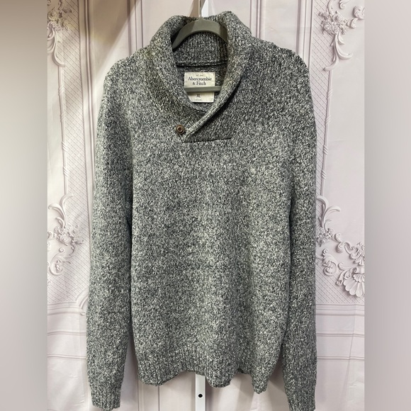 Abercrombie & Fitch Men's Shawl Collar Marbled Gray XL Sweater - Picture 1 of 4